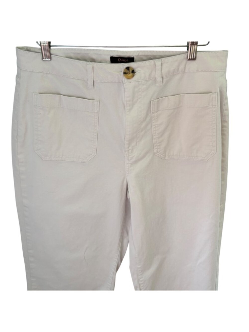Quince Organic Stretch Cotton Chino Cropped Wide Leg Pants Frost White Sz16 NWOT - Picture 7 of 11